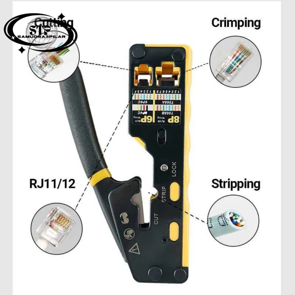 SAMUDRA Crimping Tool ZOERAX RJ45 Pass Through Cutter สําหรับ CAT6 CAT5 CAT5E - 6088