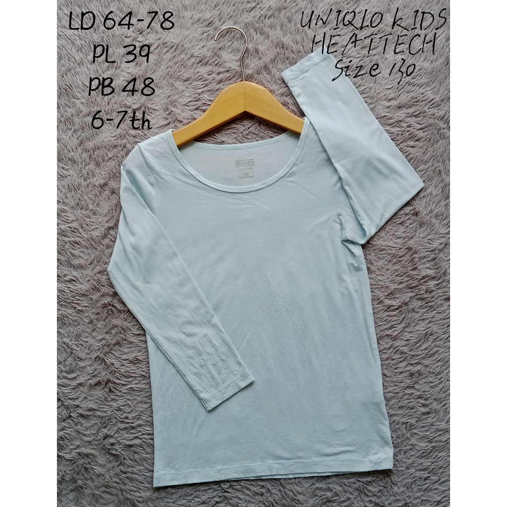 UNIQLO KIDS HEATECH เสื้อยืดแขนยาว/ข้อมือ 6-7th