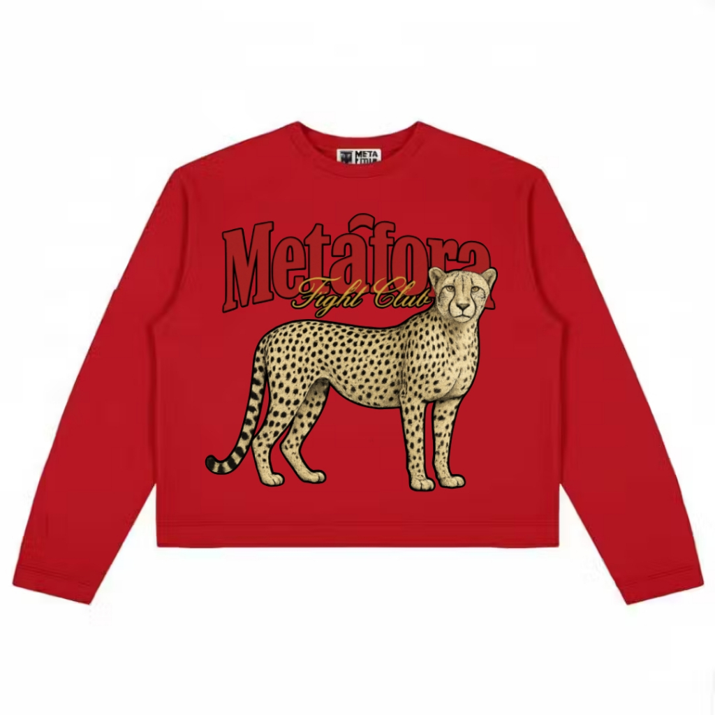 Metaphor Tshirt Tiger Longsleeves Cutting Boxy Red