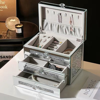 Kotak Perhiasan Mewah / Jewelry Box Elegan 3 Laci + Cermin