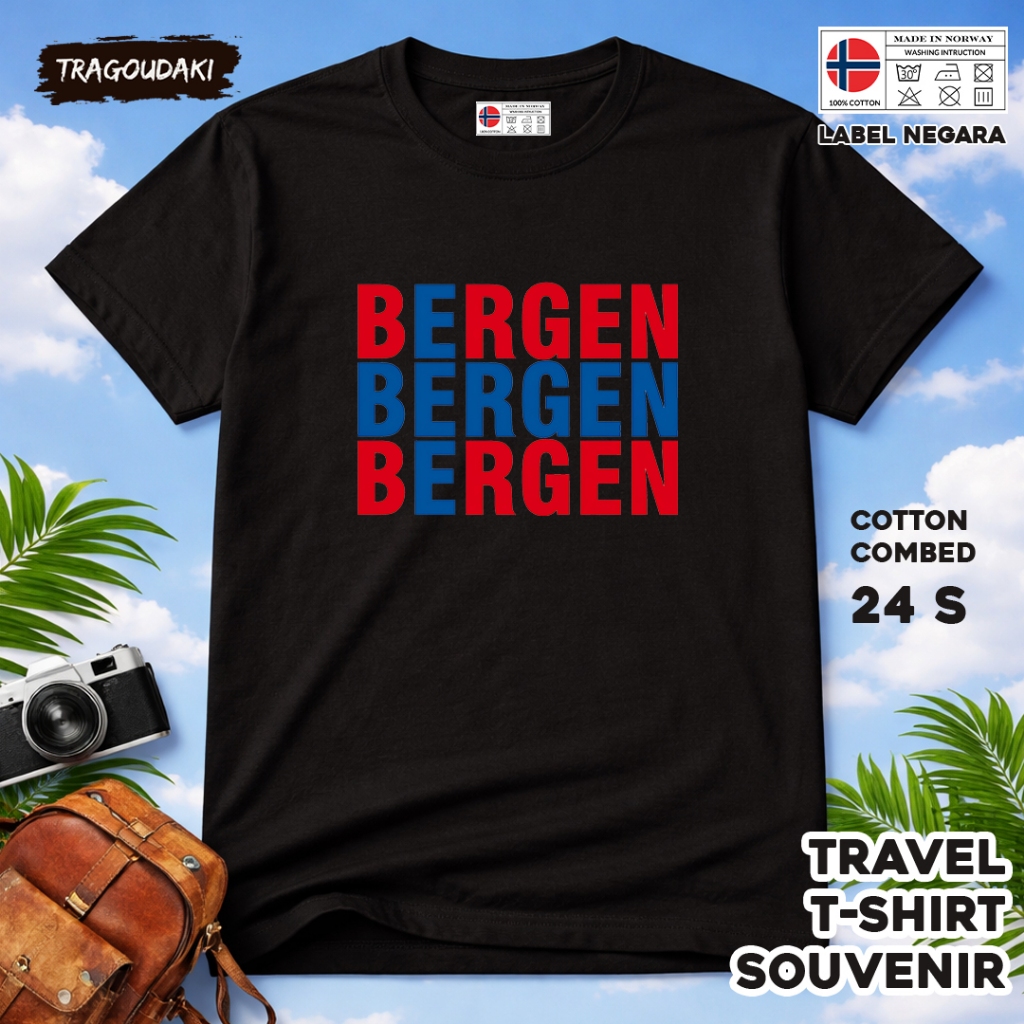 NORWAY เสื้อยืดของที่ระลึก NORWAY 70 Tag เสื้อผ้าของที่ระลึกทําจากผ้าฝ้ายหวี 24 วินาที