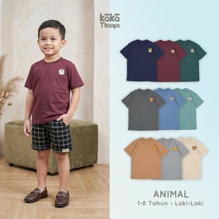 KAKATHAYA Animal Kaos Anak Laki Laki Kaos Anak Pocket Kaos Anak Motif 1-8 Tahun