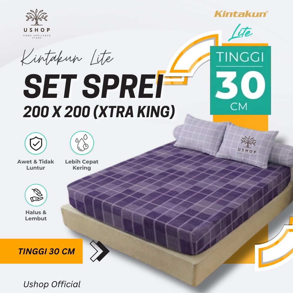 KINTAKUN LITE ผ้าปูที่นอน 200x200 สูง 30 ซม. Microtex Disperse Smooth ไม่ซีดจาง SP SUPER KING USHOP