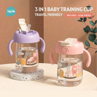 IQUE 3in1 Gelas Minum Sedotan Bayi Training Straw Sippy Cup Anak Bayi