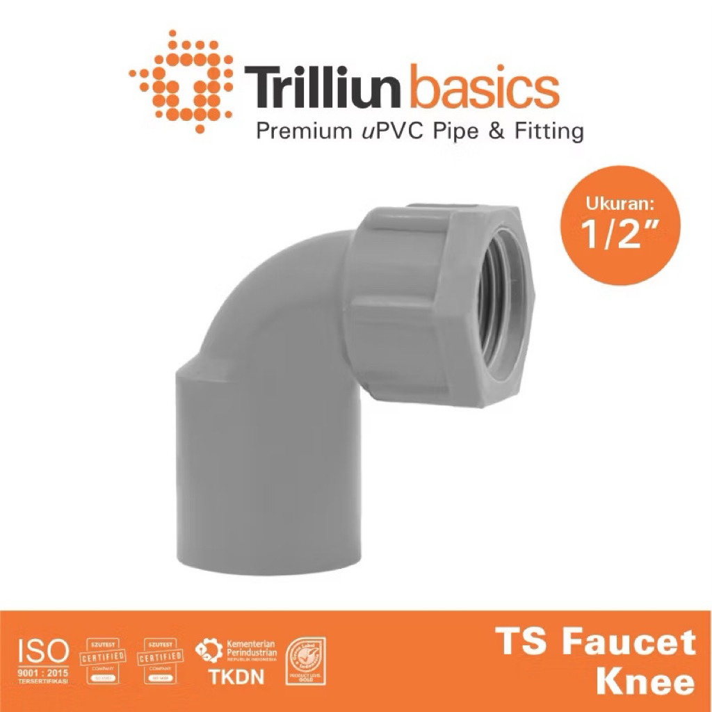 Trilliunbasics TS Faucet Knee 1/2" นิ้ว uPVC Pipe Fitting พร้อมเกลียวใน