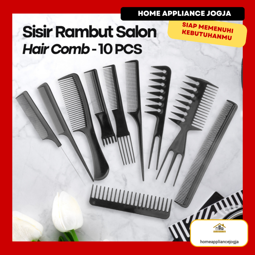 [HAJ] หวีผม Biutte.co Salon 10 ชิ้น - YS-254 สีดํา