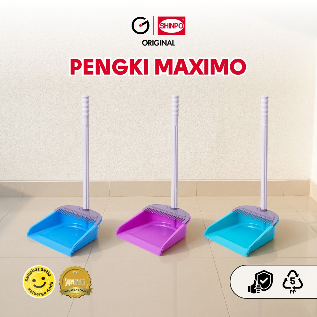 SHINPO Maximo ที่ตักขยะ 30.7 x 30 x 68 ซม. ด้ามยาวที่โกยผงเครื่องมือทําความสะอาด SIP-857