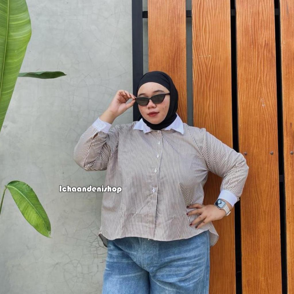 KEMEJA ICH - Hazel เสื้อเชิ้ตลายผู้หญิง ไซส์ใหญ่