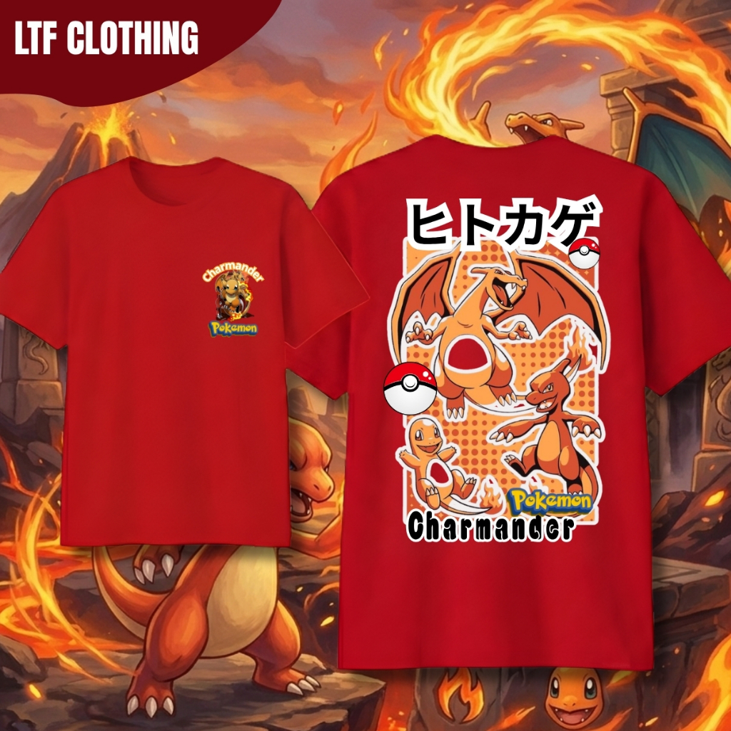 เสื้อยืดอนิเมะ | เสน่ห์ | เสน่ห์ | CHARZARD EVOLUTION | พรีเมี่ยมคอตตอน 30'ส - เด็ก วัยรุ่น & ผู้ใหญ