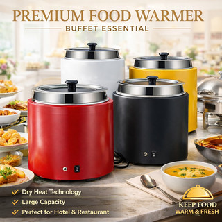 Electric Soup Warmer 11L 500W Penghangat Pemanas Sup bubur Listrik Catering Hotel Makanan Prasmanan Stainless Multifungsi