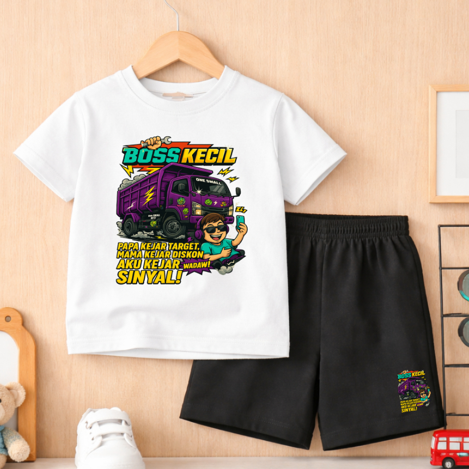 กางเกงขาสั้นเด็ก Unisex Set 5-15 Years Old Boss Motif