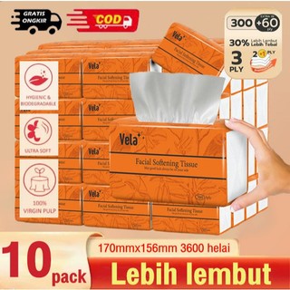 [Harga kejutan]Vela 10 PACK 3600 helai 3 ply harga promo murah gratis ongkir bisa cod tisu kering murah promo tissue murah facial tissue tisu dapur