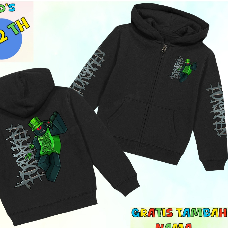 Roblox Forsaken ตัวอักษรเครื่องแต่งกายเด็ก Hoodie Jumper 1x1x1x1 / Roblox Forsaken Full zip Kids Hoo