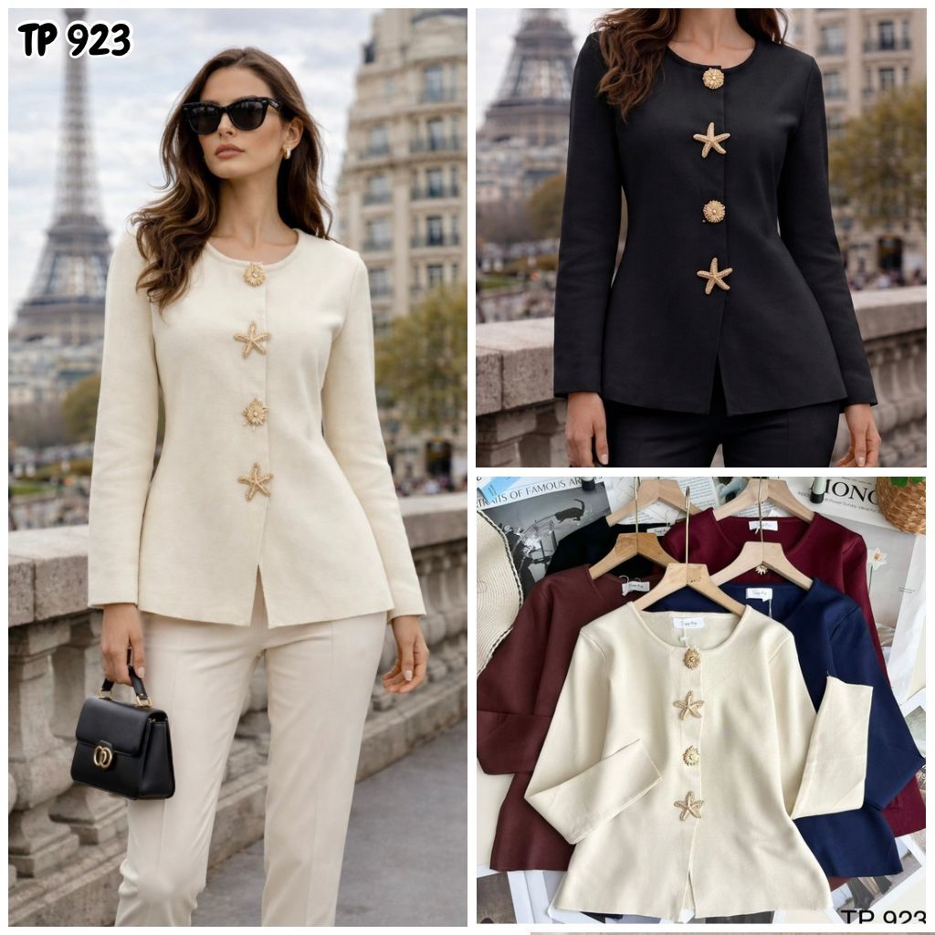 HAPPY SHOP - CARDIGAN ผู้หญิง TOP TP923 923 ใหม่ล่าสุด PREMIUM KNIT CLIP BUTTONS FASHIONABLE