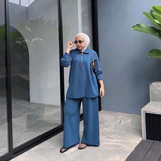 Setelan Wanita Varisa Celana Kulot Tangan Panjang Oversize Busui Friendly One Set Korean Look Baju Setelan Wanita One Set Knit Premium