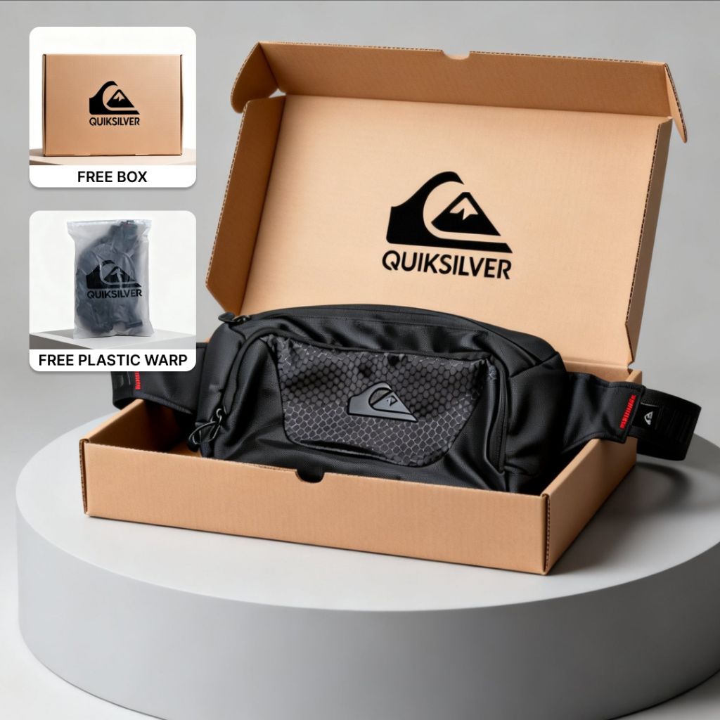 QUIKSILVER SLINGBAG QUICKSILVER WAISTBAG WAIST BAG QUICK SILVER PREMIUM IRON LOGO SLING BAG