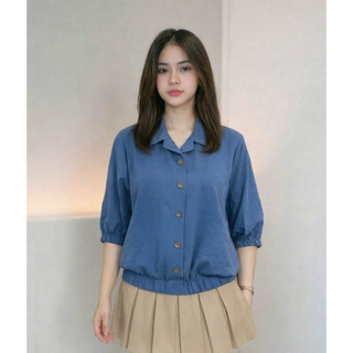 VIRAL Blouse Crinkle Premium Lengan Panjang Adem Anti Kusut Mewah Big Size M-3XL