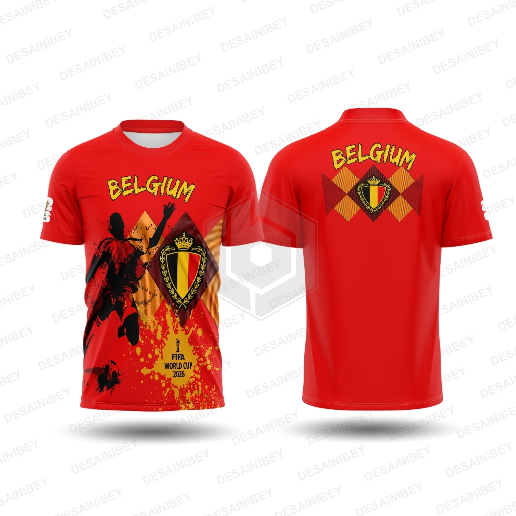 DNB - เสื้อยืดผู้ชาย Jersey World Cup 2026 Belgium Fullprint Art02