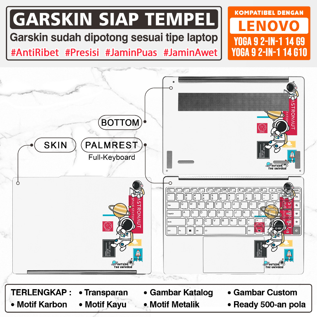 Precut Garskin สติกเกอร์แล็ปท็อปผิว Perfect Fit เข้ากันได้กับ Lenovo Yoga 9 9i-14 2-in-1 14ILL10 Gen
