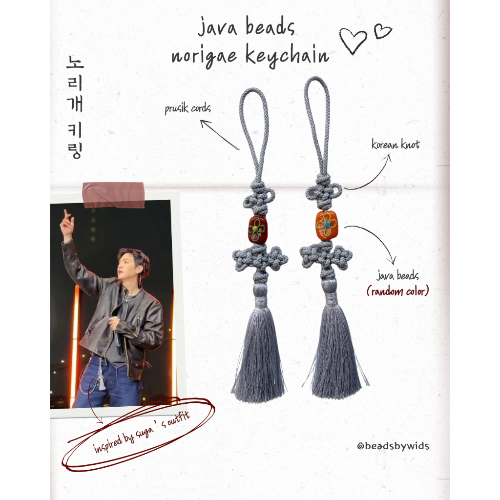 [beadsbywids] พวงกุญแจลูกปัด Norigae Grey Java แรงบันดาลใจจาก Suga