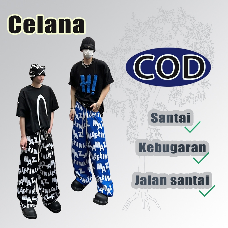 Y2K กางเกงผู้ชายไม่ร้อน Original Standard Baggy Pants Long Fashion Motif M-3XL
