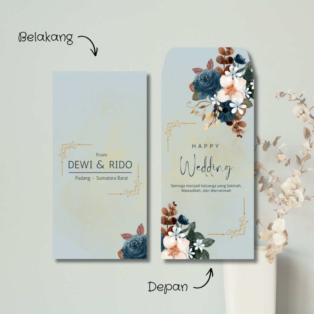 [10 ชิ้น] WEDDING ANGPAO | WEDDING ENVELOPE | WEDDING ENVELOPE | บาเลก สิ่งแวดล้อม | RUSTIC BLUE MOT