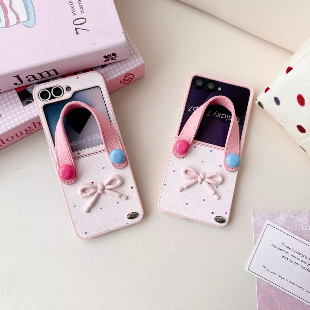 SAMSUNG GANTUNGAN กรณีใหม่Samsung Zflip Tieริบบิ้นน่ารักสายคล้องมือน่ารักแขวนTPUปลอกHpสําหรับSamsung