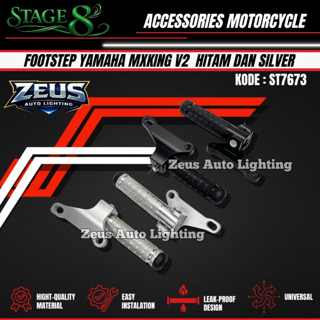 พักเท้าหลัง Yamaha MX KING V2 Stage 8 ST7673 - Black Silver - Quality MX King V2 พักเท้ามอเตอร์ไซค์