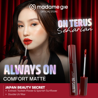[NEW] Madame Gie Always On Lip Comfort Matte - Makeup Lip Cream Matte | Smudgeproof | Transferproof | Longlasting | Double UV Filter