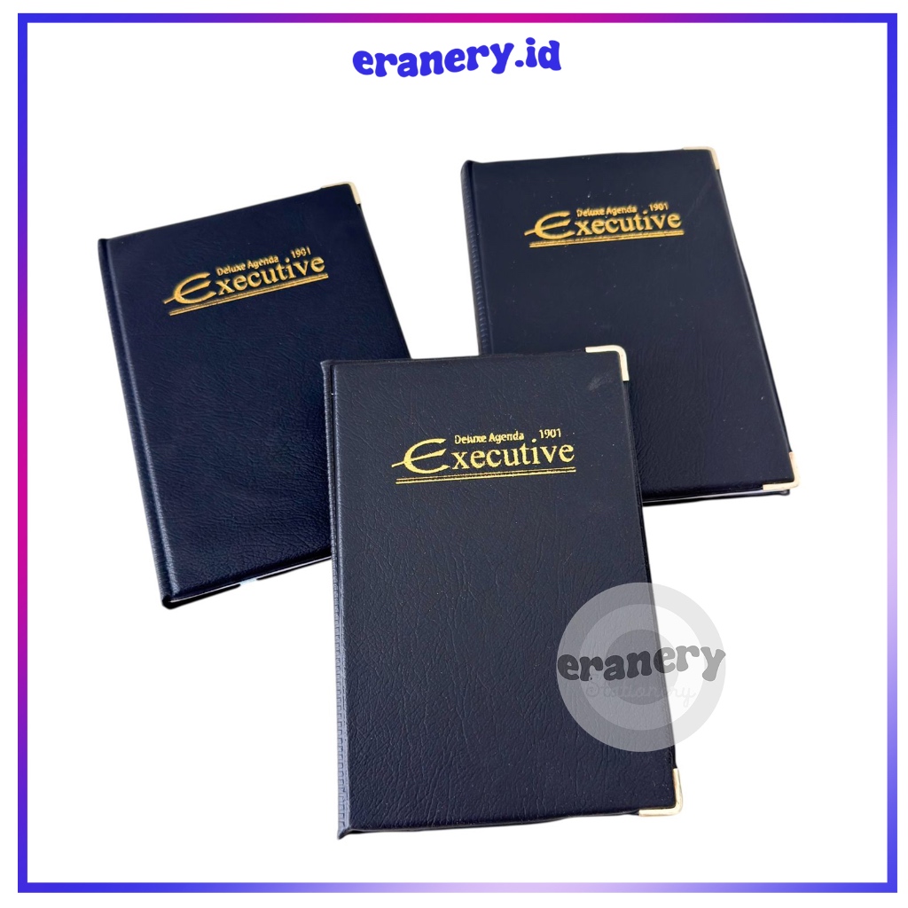 BLACK AGENDA A5 COVER EXECUTIVE EX-B / EXECUTIVE YEAR NOTEBOOK JOURNAL