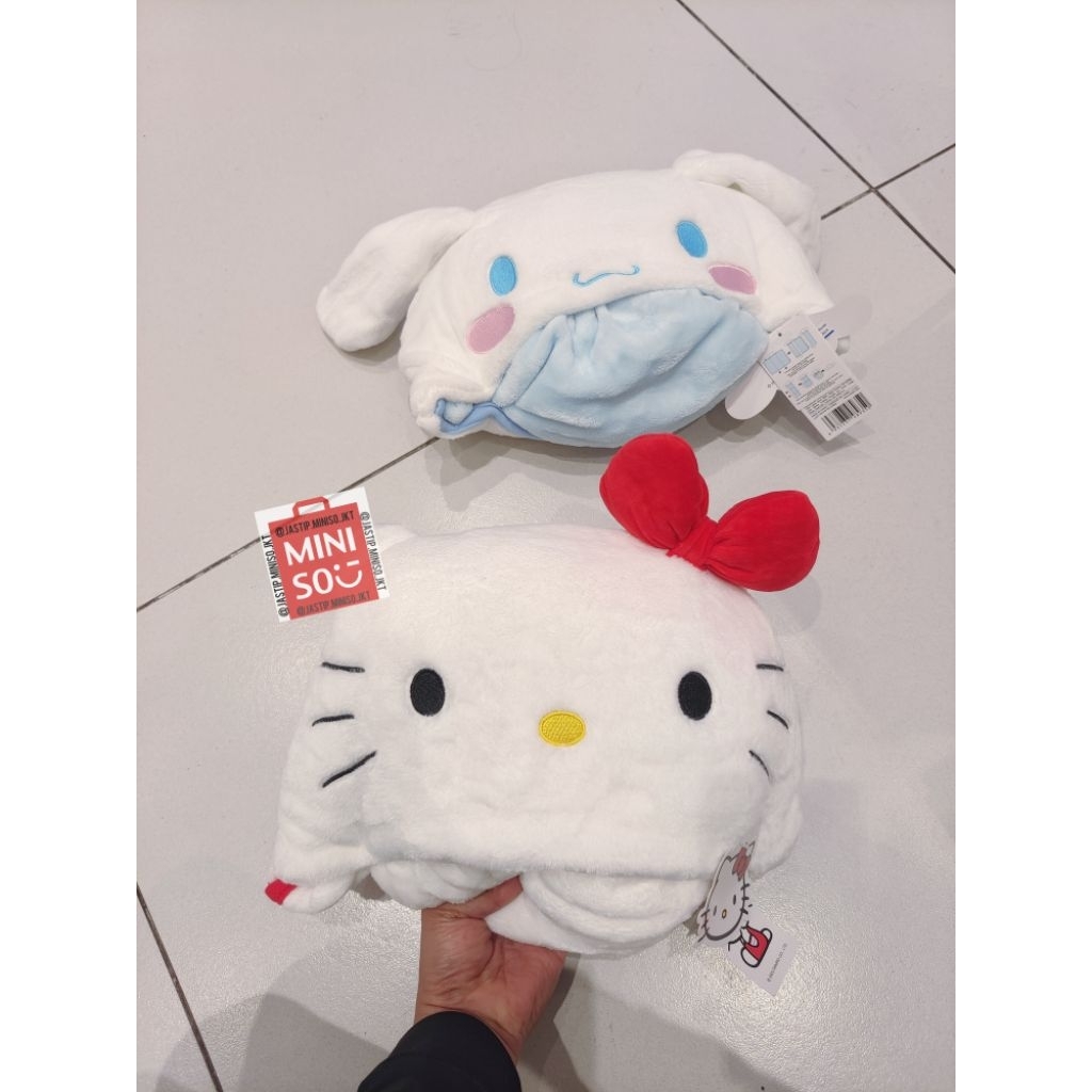 MINISO ผ้าห่มมีฮู้ด / ผ้าห่มหนาขึ้น มีฮู้ด SANRIO Collection (140x90ซม.) HELLO KITTY / CINNAMOROLL