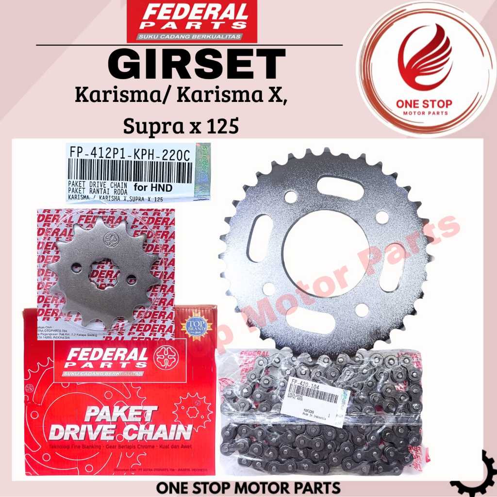 ชุดเกียร์ชุดเกียร์ชุดโซ่ KARISMA KARISMA X SUPRA X 125 FP 412P1 KPH 220C 420- 14T/35T/104L ORIGINAL 