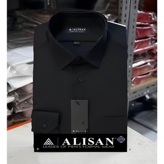 ALISAN Kemeja Polos Pria Hitam Lengan Panjang SlimFit Formal Kerja Kualitas Super Baju Kantor Formal