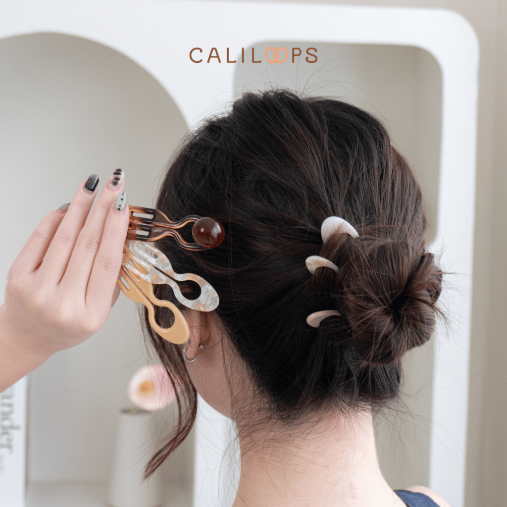 Caliloops U-Shaped กิ๊บติดผมผม Bun Hairstyling ผมยาวและ Bangs ผม Twist เครื่องมือสไตล์เกาหลีผู้หญิงผ