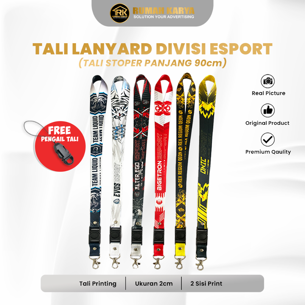 Esports Game Lanyard พิมพ์ขนาด 2 ซม. - Onic Bigetron Evos Team Liquid RRQ Alteregotiable Game Lanyar