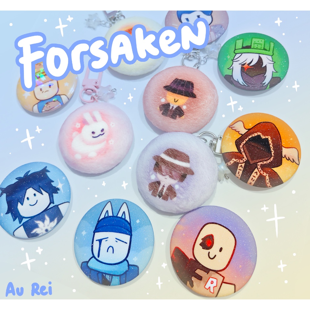 ฟอร์สเคน | พวงกุญแจโทรศัพท์ charm กลิตเตอร์ holo pin fan merch roblox illus โดย au rei