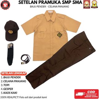 Setelan Super Lengkap Pramuka Seragam Sekolah SMP SMA SMK LAKI BAJU PENDEK CELANA PANJANG Cowok Penggalang Pembina
