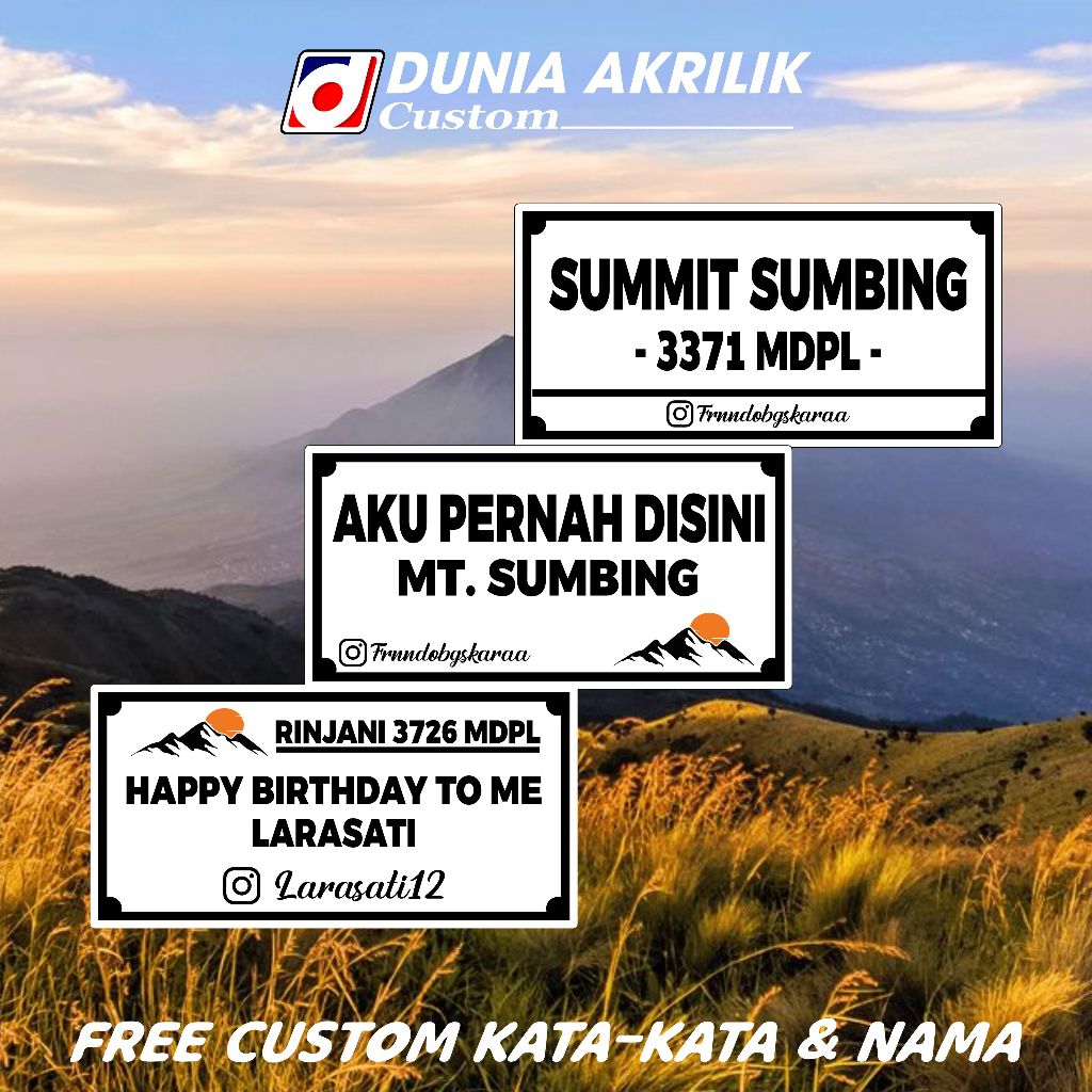 ACRYLIC MOUNTAIN PLAQUE VINYL FREE CUSTOM WORDS PEAK
