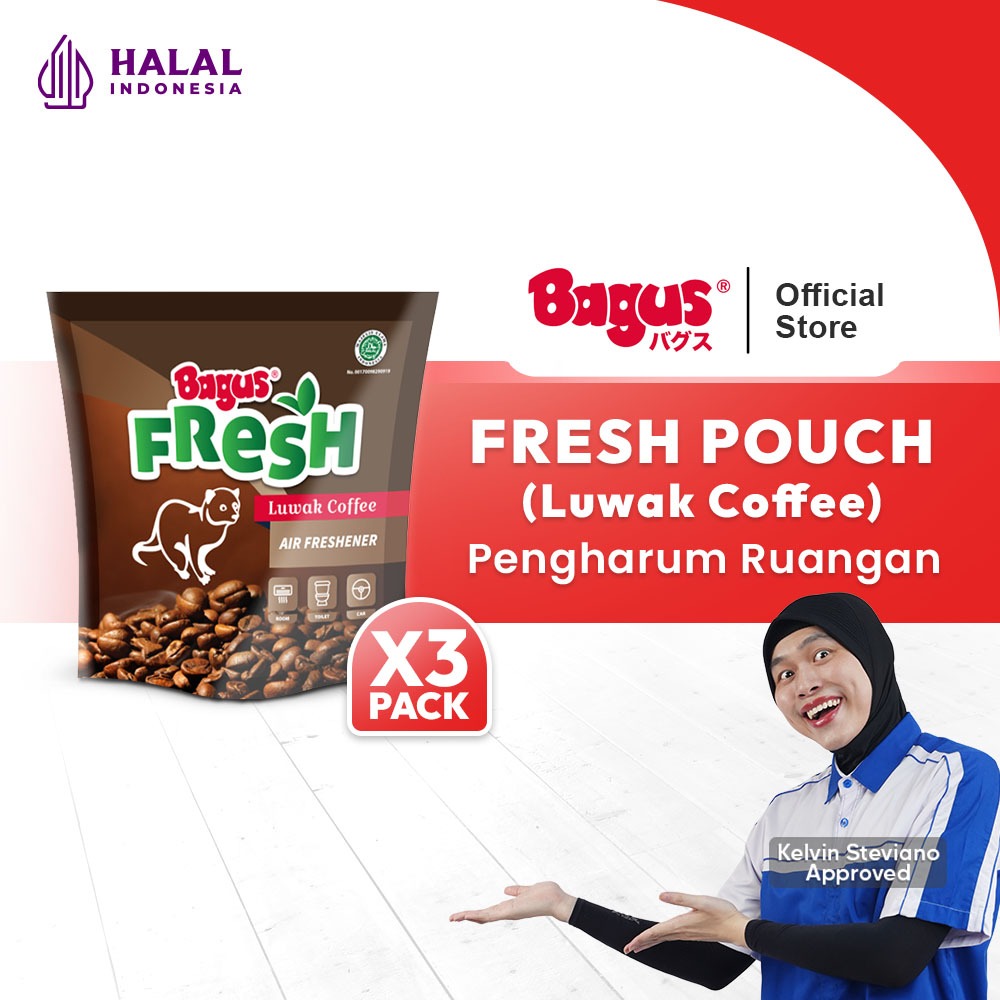 Bagus FRESH Air Freshener Pouch 50 g - Hanging Luwak Coffee Fragrance Room Freshener
