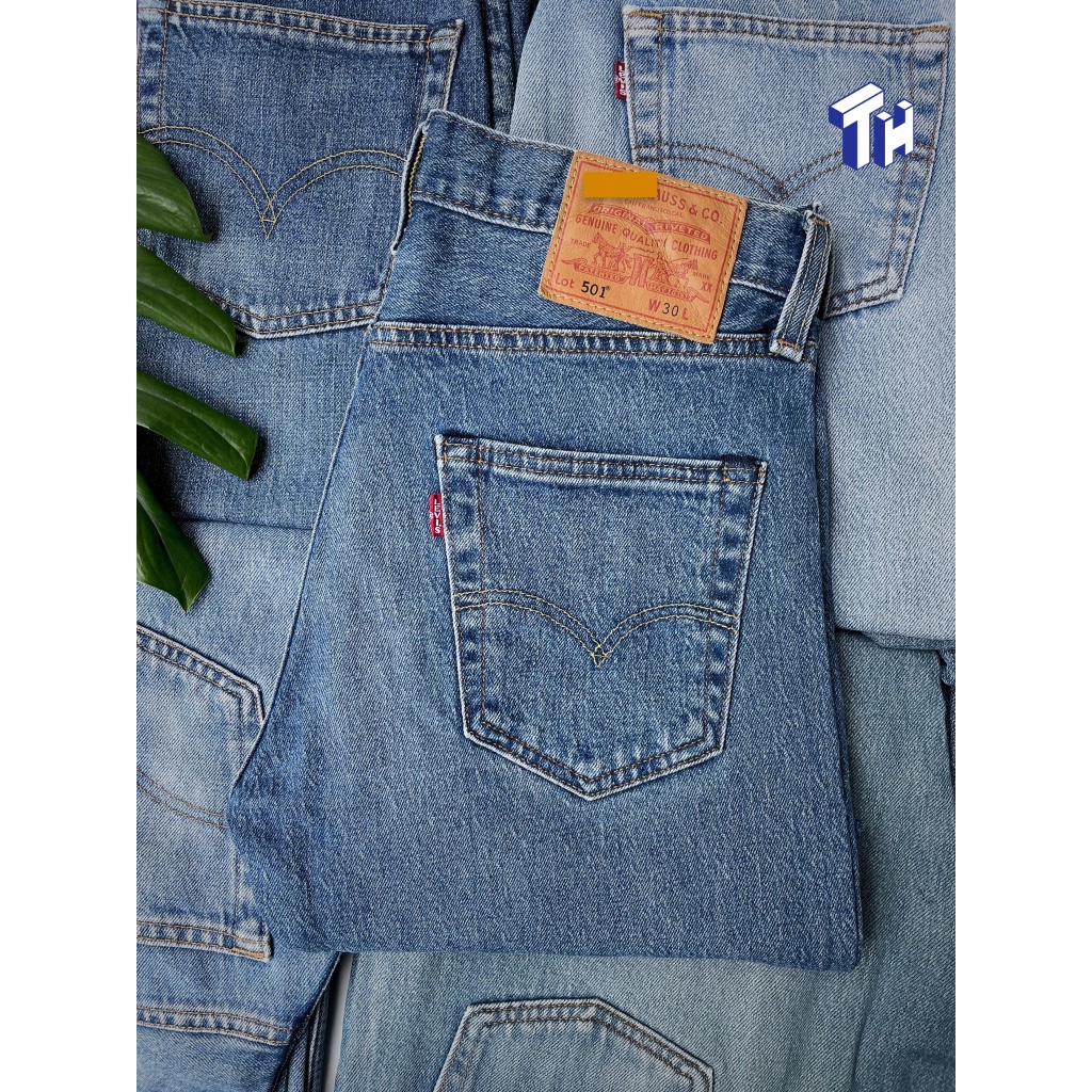 กางเกงยีนส์ Lp 5 0 1 Original Fit Premium Big E Stonewash Cut-Off Short Denim W30