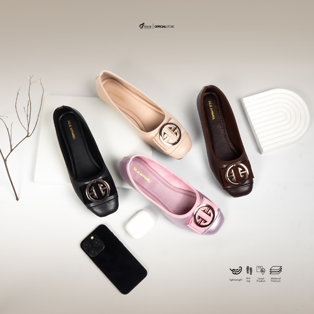 Geje Apparel รองเท้าส้นแบนผู้หญิงเกาหลีกันลื่น ALBA