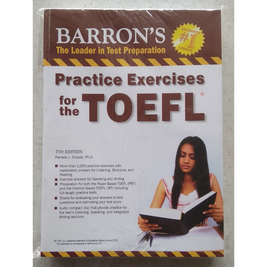ORIGINAL BOOK แบบฝึกหัดการปฏิบัติของ Barron สําหรับ TOEFL 7th Edition