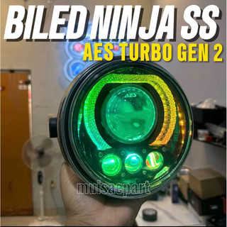 LAMPU DEPAN NINJA SS BILED AES TURBO GEN2 MINILASER3 FULL RGB