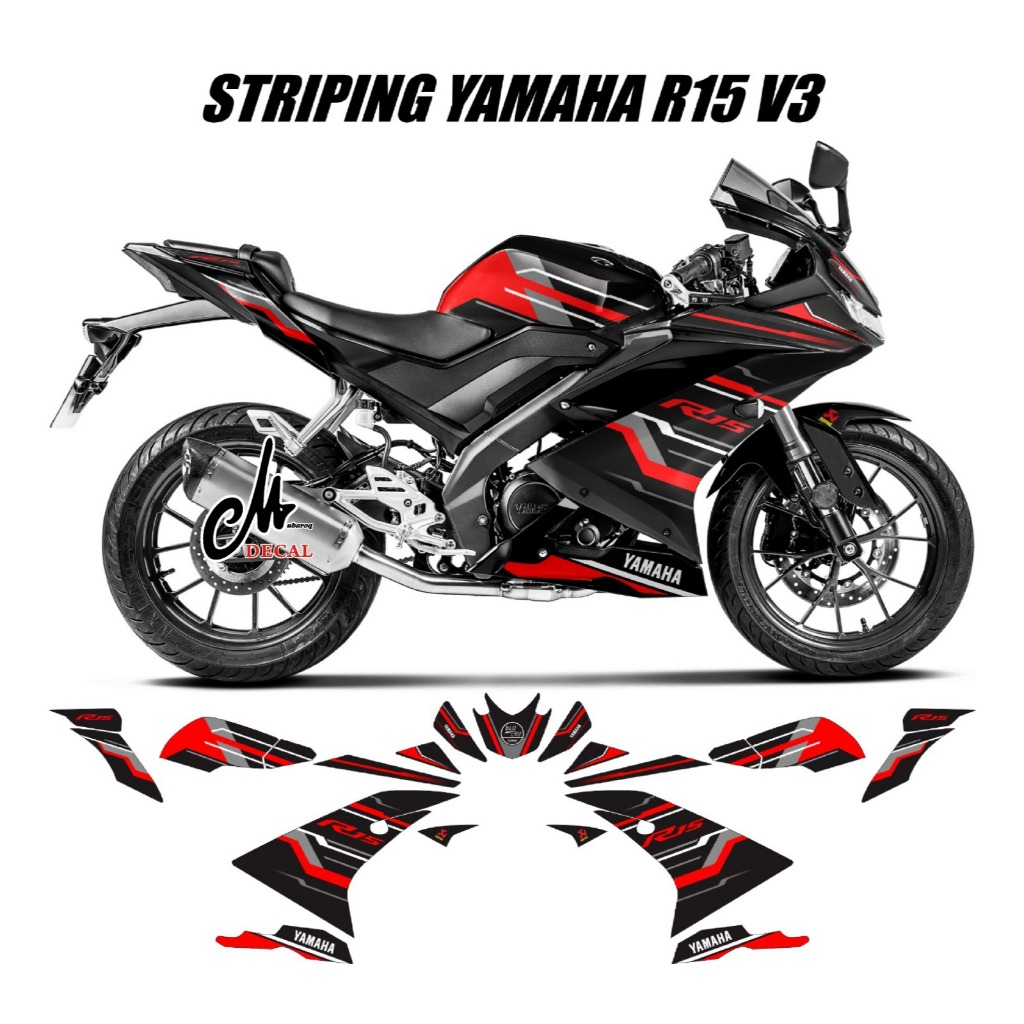 Yamaha Yzf R15 V3 Decals Stock Sticker / R15 Motorcycle Variation Striping Sticker Generation 3