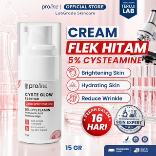 Proline - Cyste Glow Krim Flek Hitam Melasma Membandel, Hiperpigmentasi & Bintik Hiitam di Wajah | 5% Cysteamin Whitening Cream Memutihkan Wajah 15ml