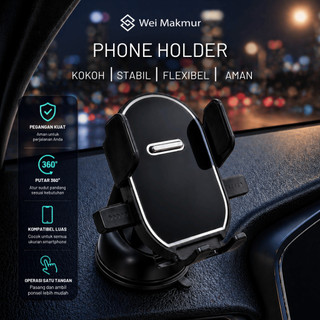 Holder HP Mobil Dashboard 360° Putar Suction Cup Kuat Adjustable Universal Anti Goyang