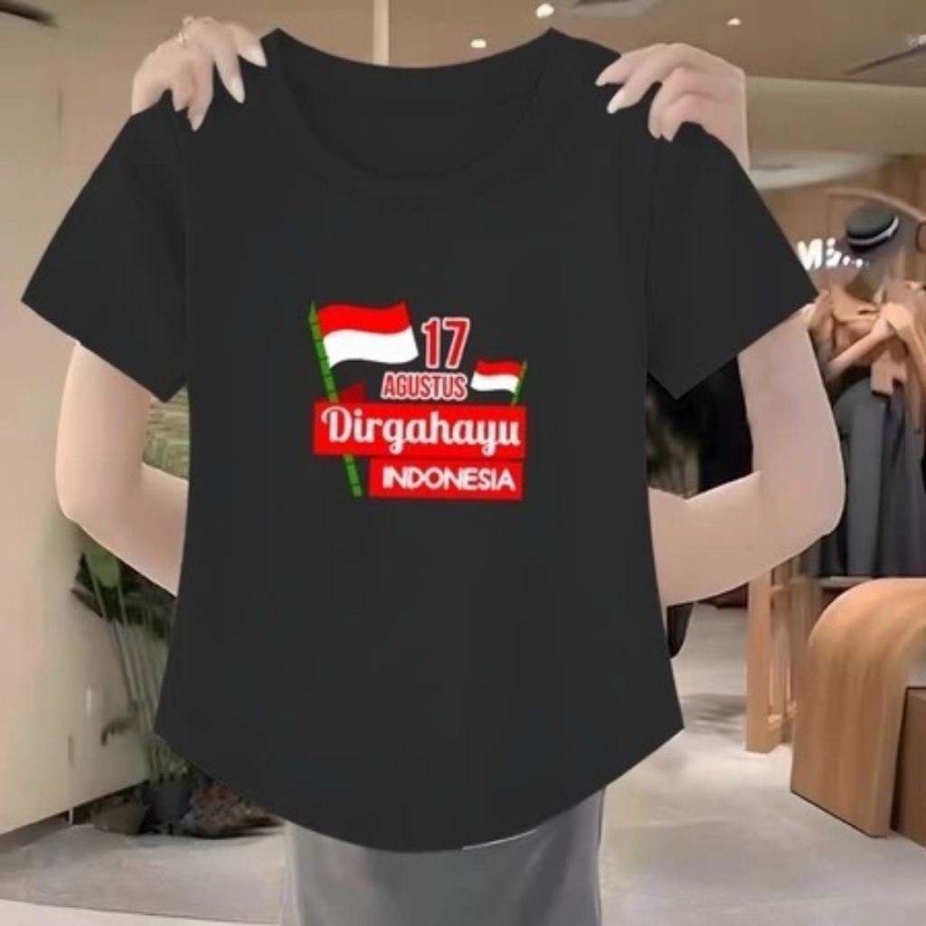 JF - DRISTRO TEENAGE เสื้อยืดผู้หญิง INDONESIAN INDEPENDENCE EDITION BAMBOOUST 17/ SHORT-SLEEVED IND