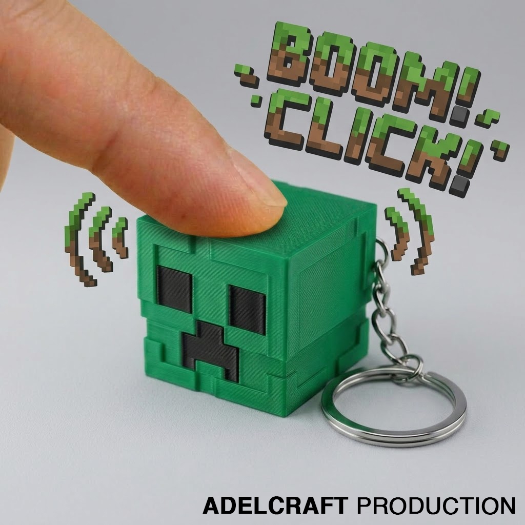 Myhomey - Minecraft fanart Head Creeper Fidget Clicker พวงกุญแจคีย์บอร์ดแบบกลไก ASMR