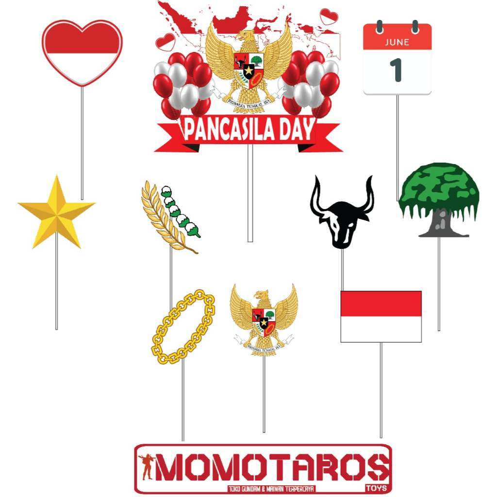Pantcasila Day cake Topper บรรจุ 10 ชิ้น