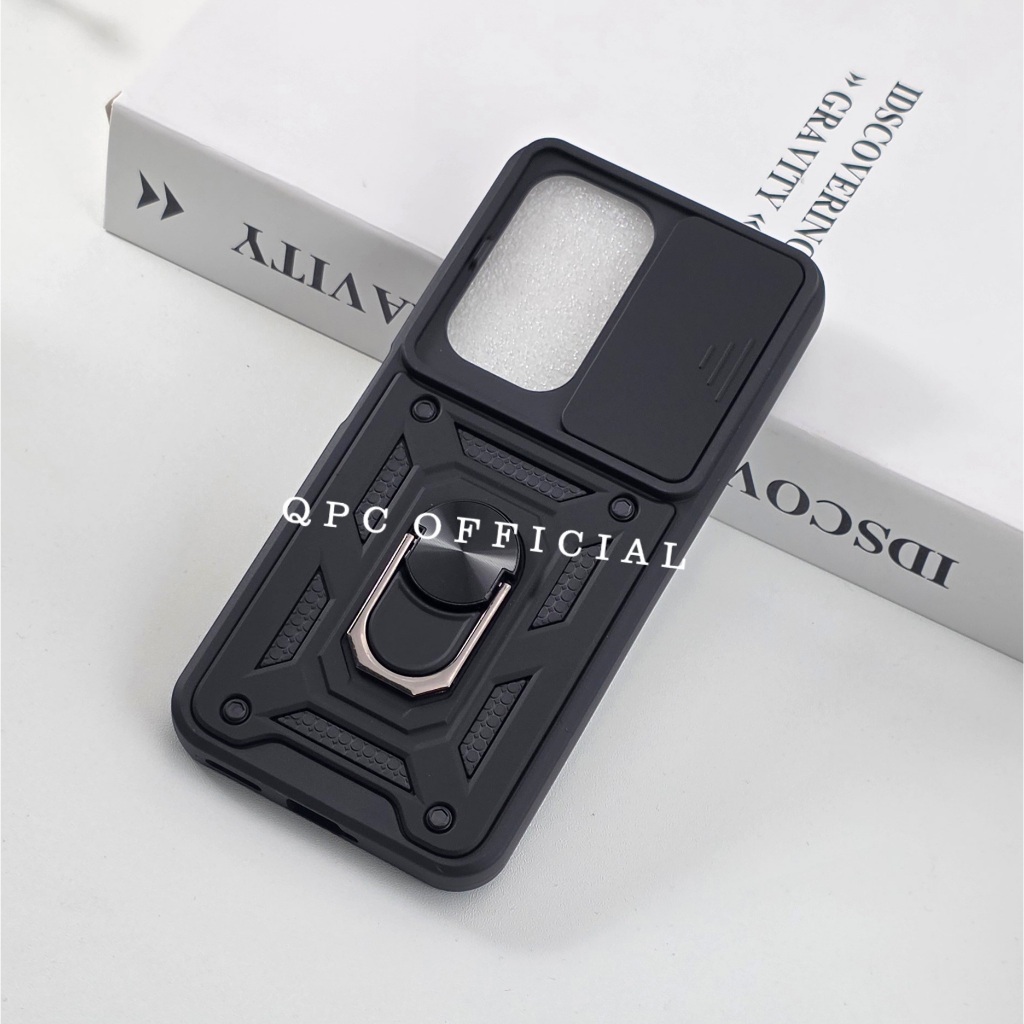 Moto G57 Power Moto G67 Power Case หุ่นยนต์สไลด์กล้องป้องกัน + Ringstand สีดํา Moto G57 Power Moto G